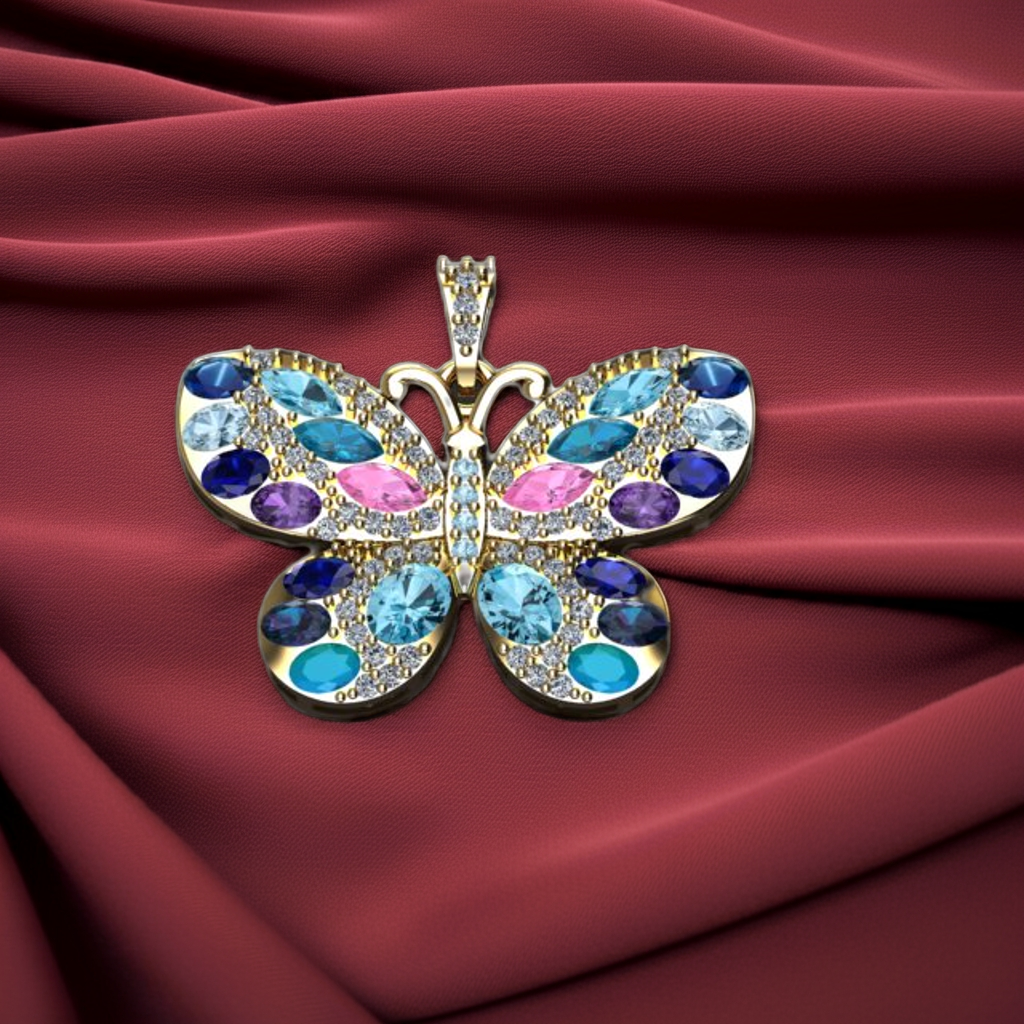 JewelWing – Gold Plated Sterling Silver Pendant with Multicolored Zircons | Hues Collection