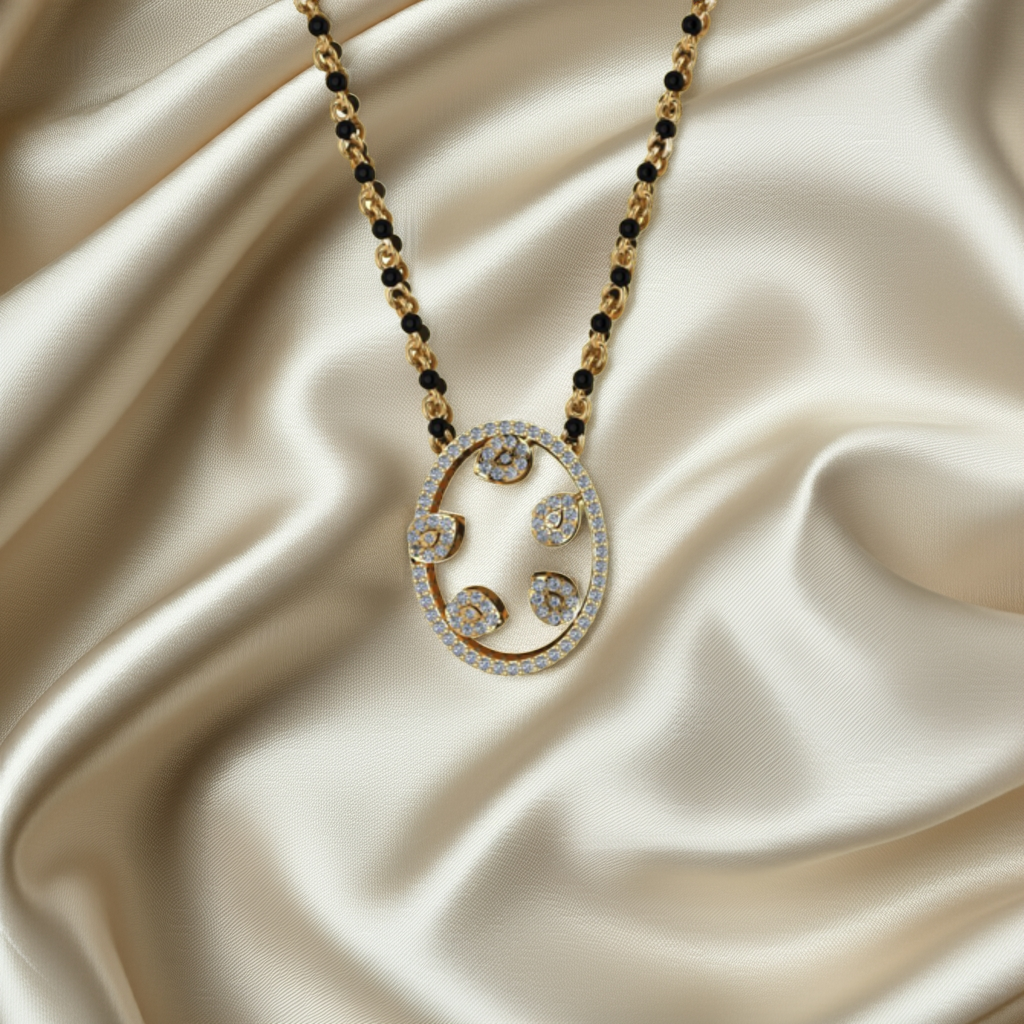 Anant – Sterling Silver Pendant with Zircon & Black Beads | Lluna Collection