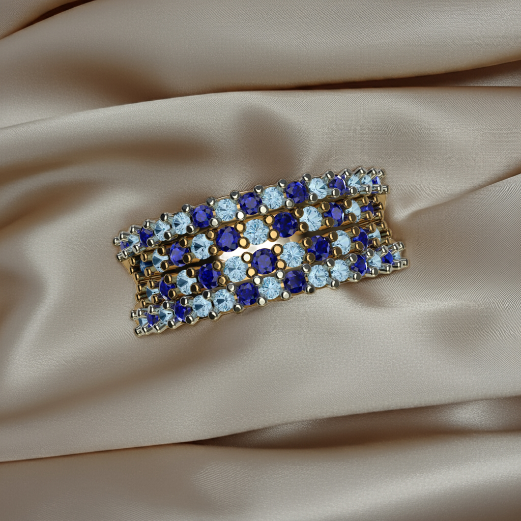 Blues – Gold Plated Sterling Silver Ring with Blue Zircon | Kairo Collection