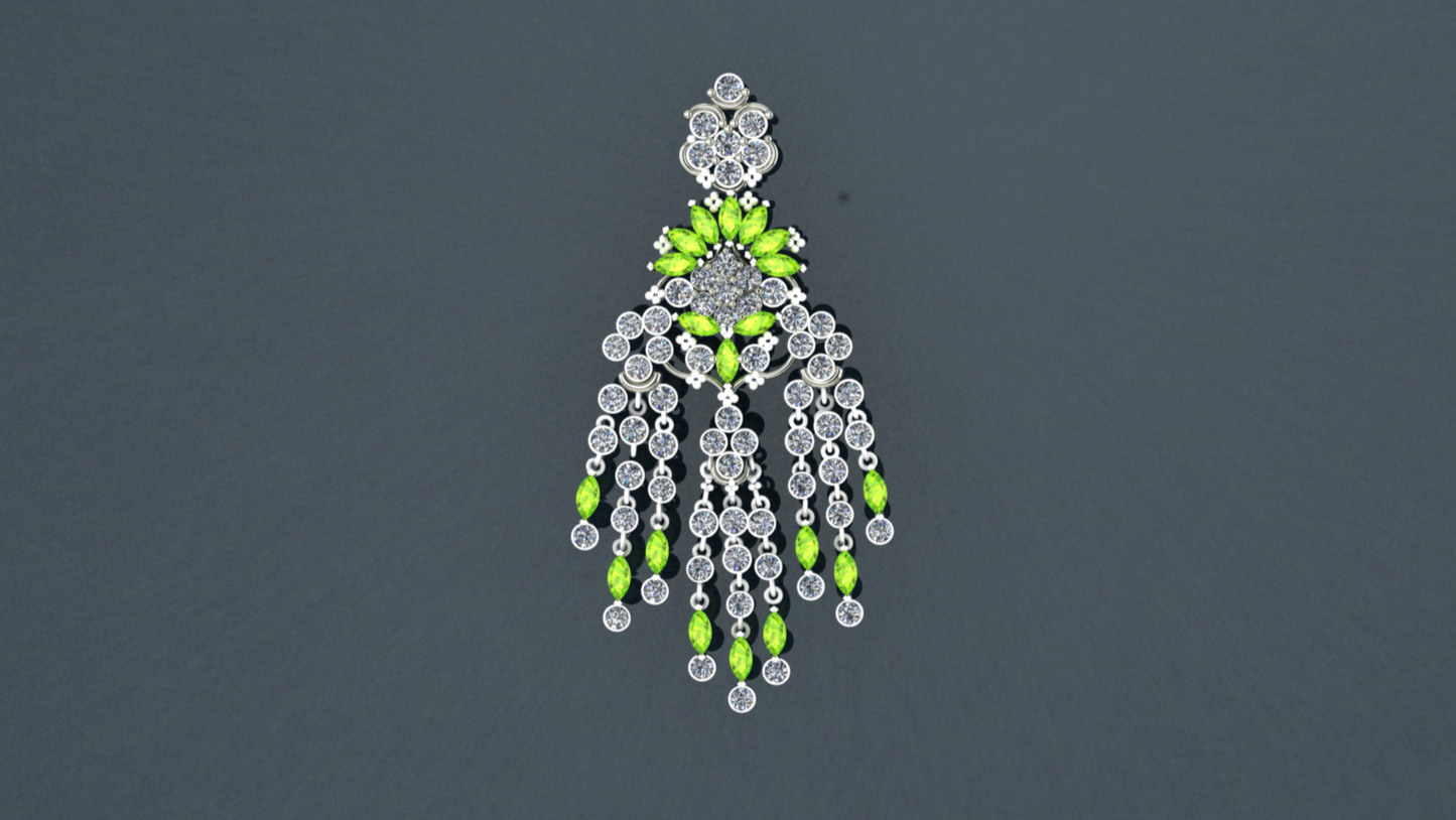 Starlit – Sterling Silver Pendant with White Zircon & Green Peridot Hues | SanArian Collection