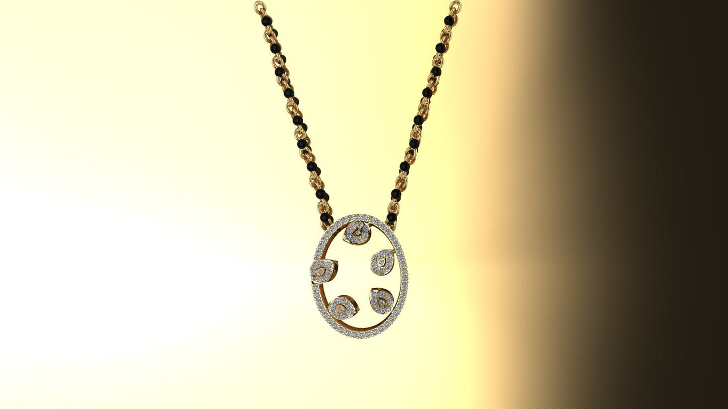 Anant – Sterling Silver Pendant with Zircon & Black Beads | Lluna Collection