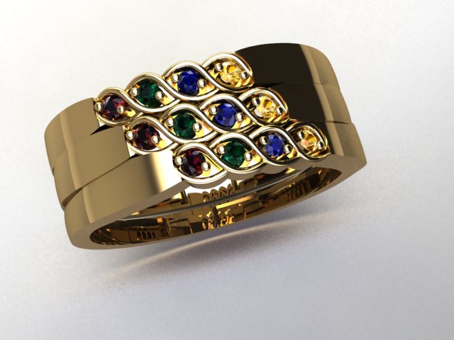 Ratna – Trio Sterling Silver Rings with 9 Colored Stones | Kairo Collection