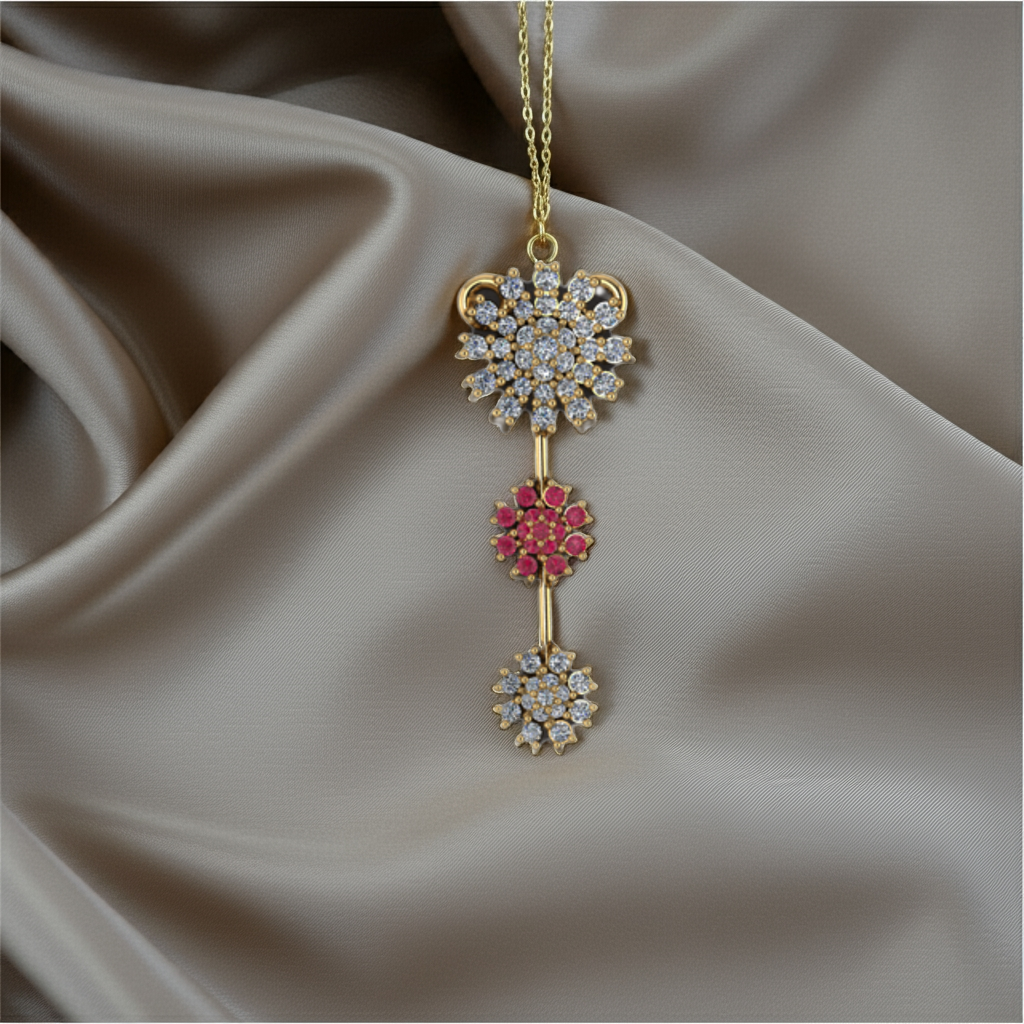 Mirari Grace – Sterling Silver Pendant with White & Red Zirconia | Mirari Collection