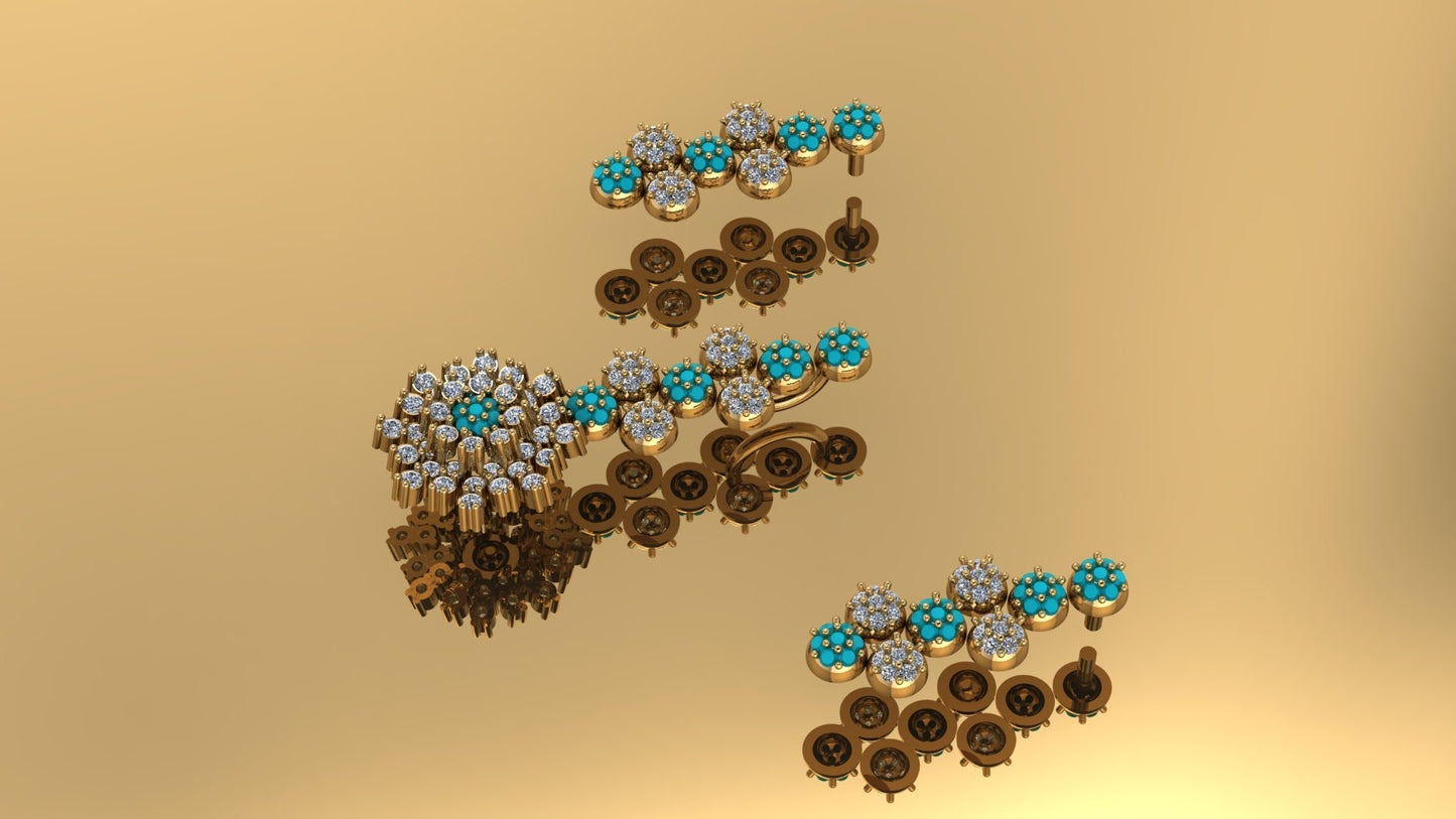 Mirari Petal – Gold Plated Sterling Silver Pendant & Earring Set with Zircon | Mirari Collection