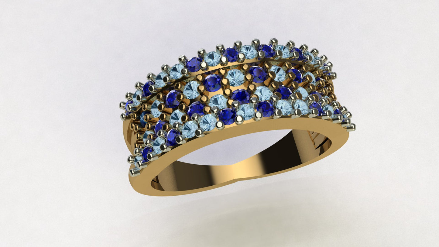 Blues – Gold Plated Sterling Silver Ring with Blue Zircon | Kairo Collection
