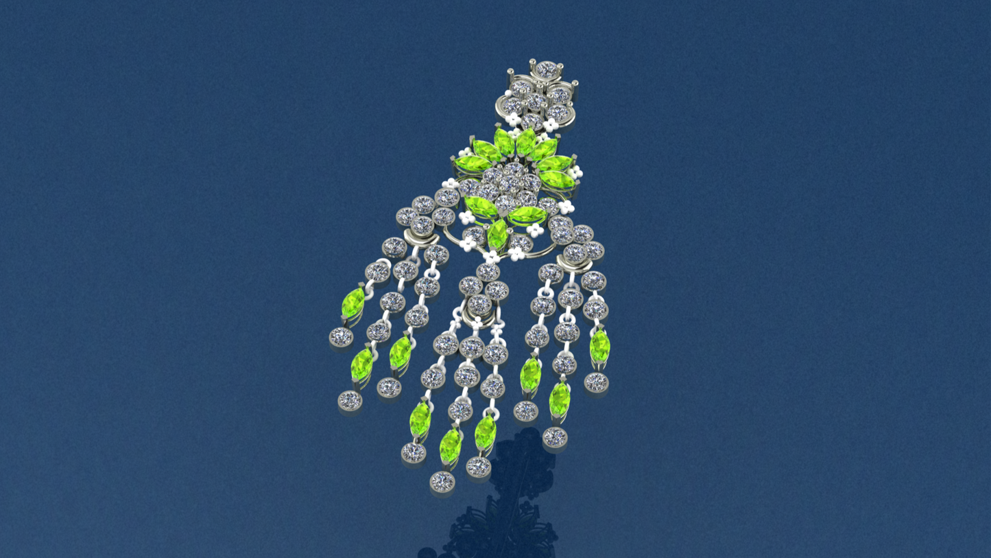 Starlit – Sterling Silver Pendant with White Zircon & Green Peridot Hues | SanArian Collection