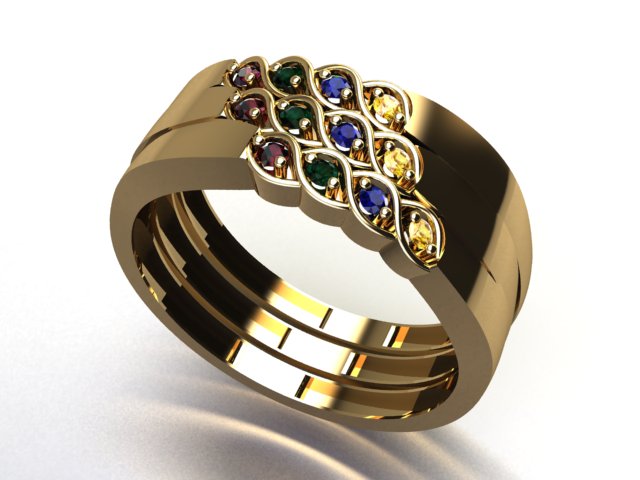 Ratna – Trio Sterling Silver Rings with 9 Colored Stones | Kairo Collection