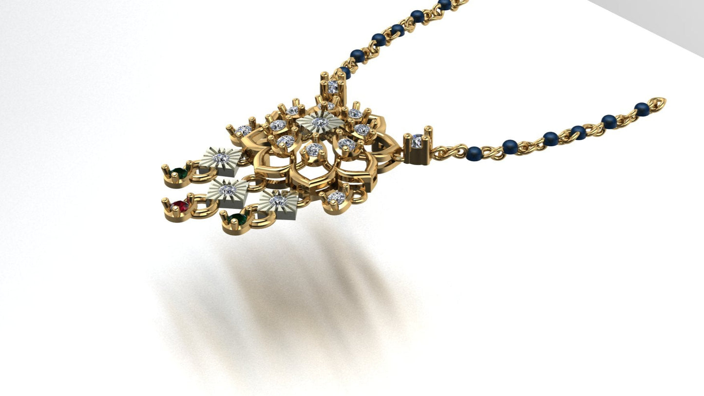 Amara – Sterling Silver Pendant with Zircon & Black Beads | Lluna Collection
