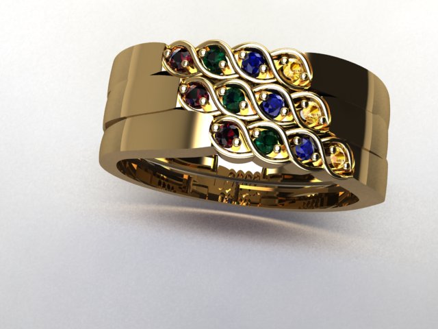 Ratna – Trio Sterling Silver Rings with 9 Colored Stones | Kairo Collection