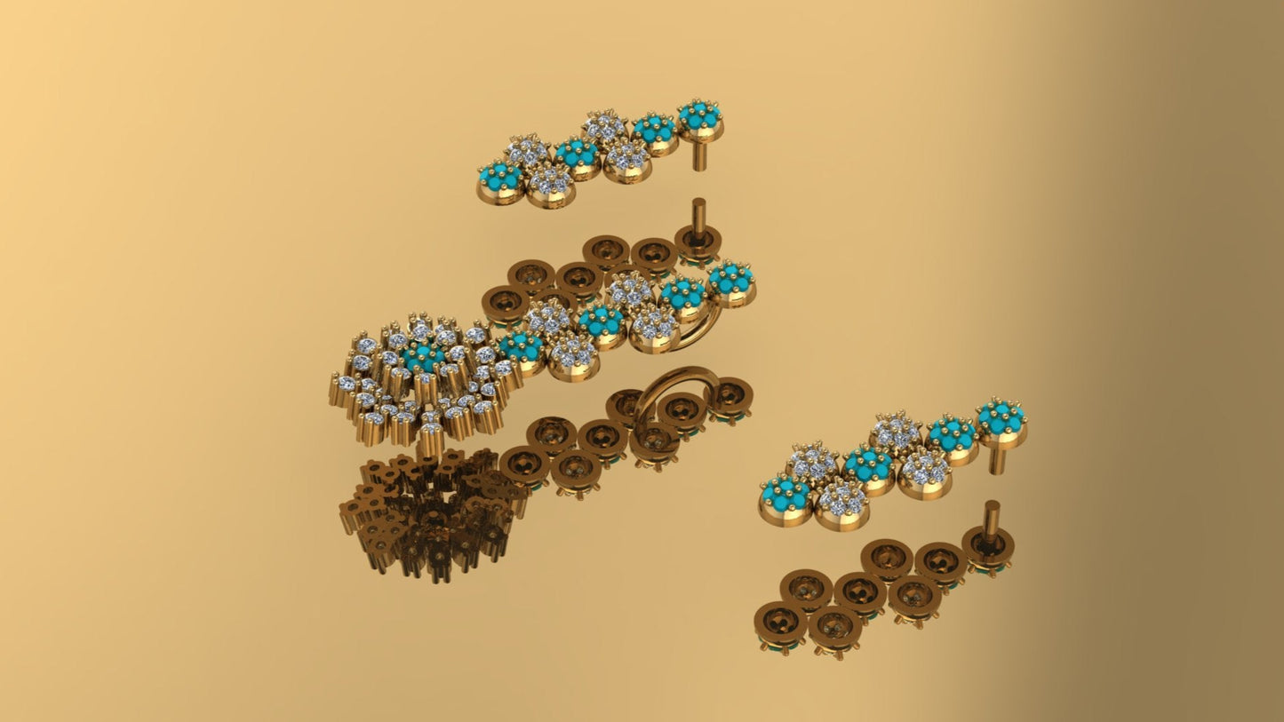 Mirari Petal – Gold Plated Sterling Silver Pendant & Earring Set with Zircon | Mirari Collection
