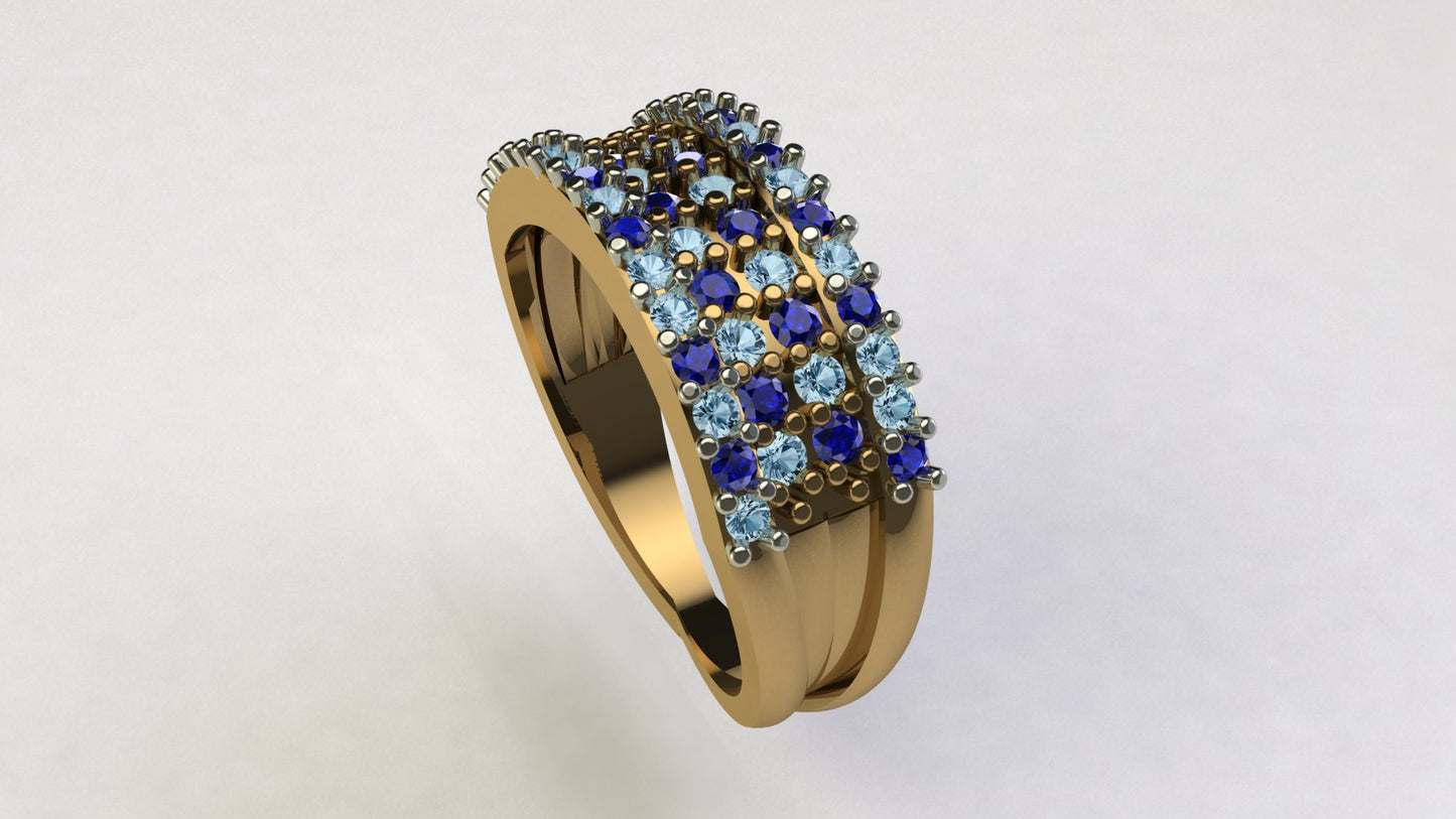 Blues – Gold Plated Sterling Silver Ring with Blue Zircon | Kairo Collection