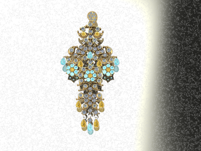 Moonwater Drizzle – Sterling Silver Pendant with White & Yellow Zircon, Blue Turquoise | SanArian Collection