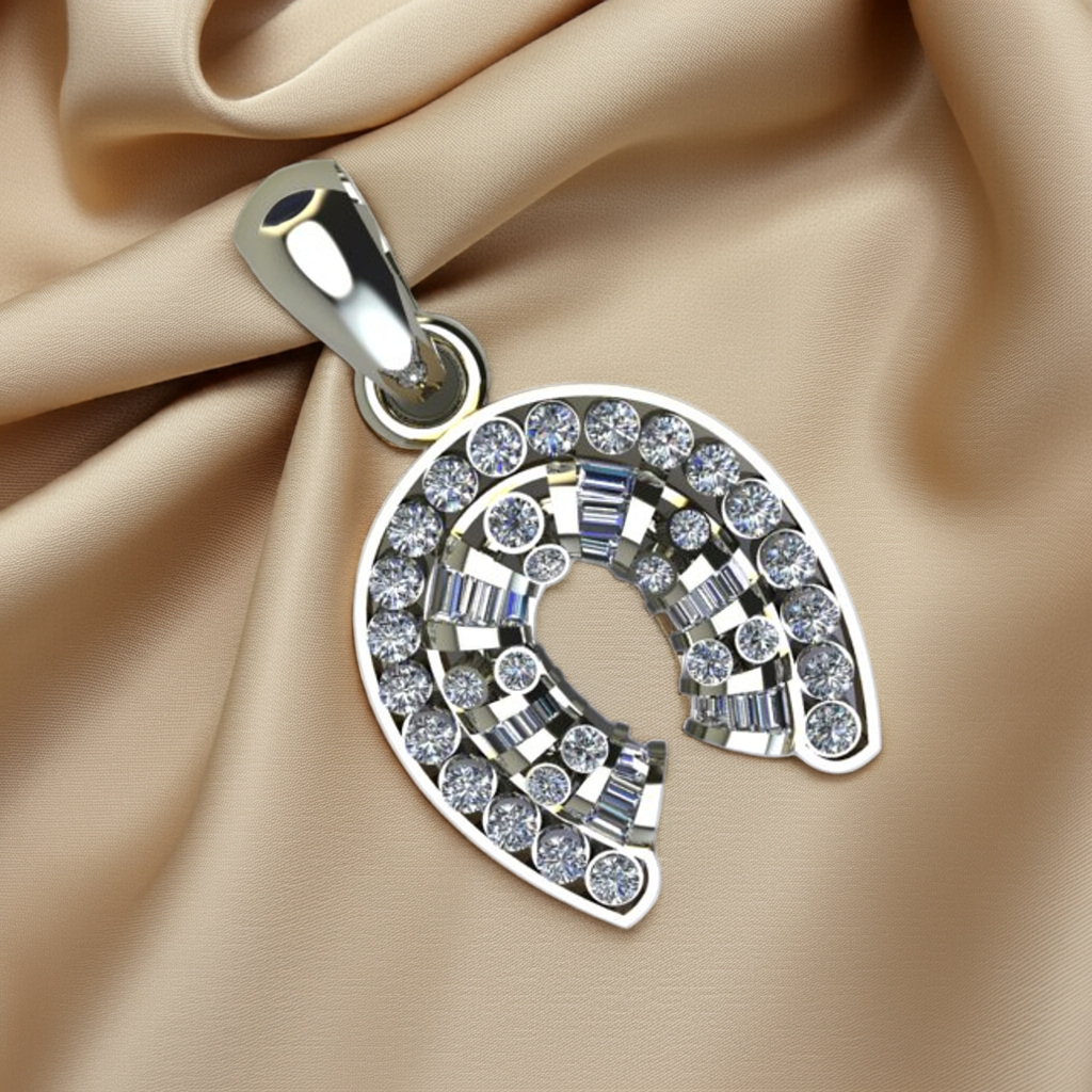 Horse Shoe – Gold Plated Sterling Silver Ring with Zircon Baguette & Rounds | US Collection
