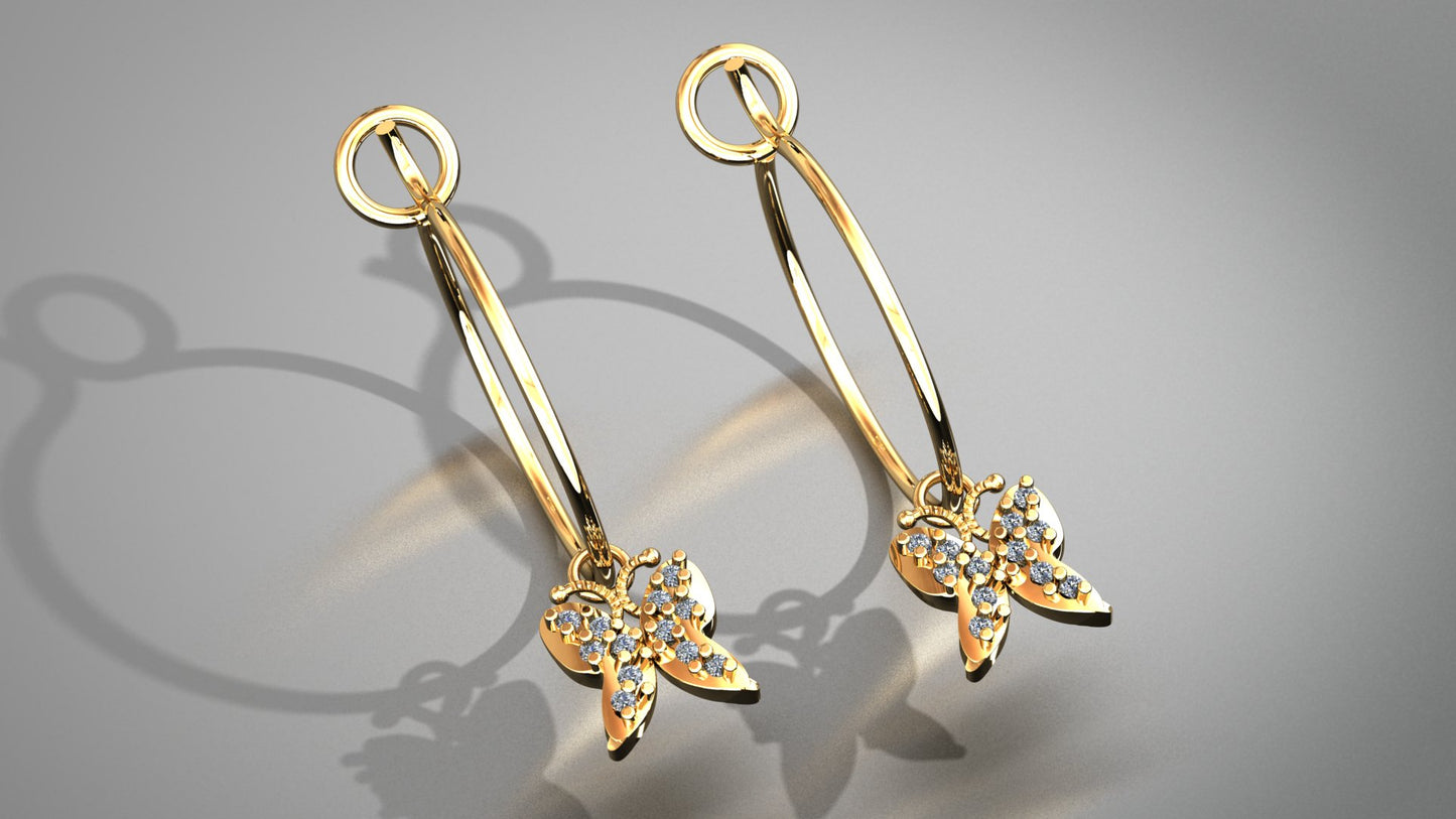 Butterfly – Gold Plated Sterling Silver Loop Earrings with Zircon | Adorn Collection