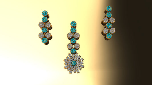 Mirari Petal – Gold Plated Sterling Silver Pendant & Earring Set with Zircon | Mirari Collection