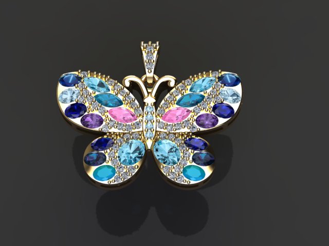 JewelWing – Gold Plated Sterling Silver Pendant with Multicolored Zircons | Hues Collection