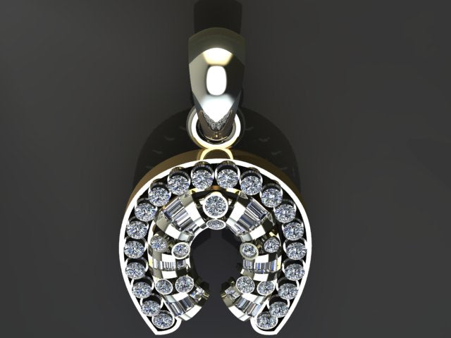 Horse Shoe – Gold Plated Sterling Silver Ring with Zircon Baguette & Rounds | US Collection