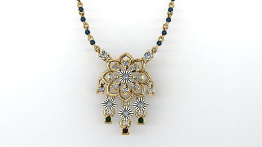 Amara – Sterling Silver Pendant with Zircon & Black Beads | Lluna Collection