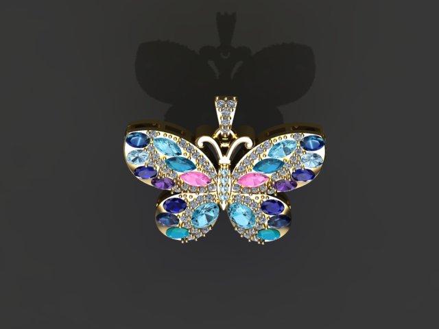 JewelWing – Gold Plated Sterling Silver Pendant with Multicolored Zircons | Hues Collection