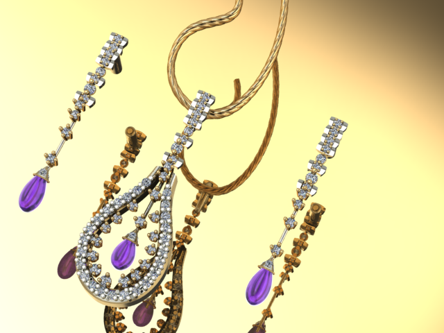 Royal Cascade – Sterling Silver Pendant with White & Blue Zircon Drops | SanArian Collection