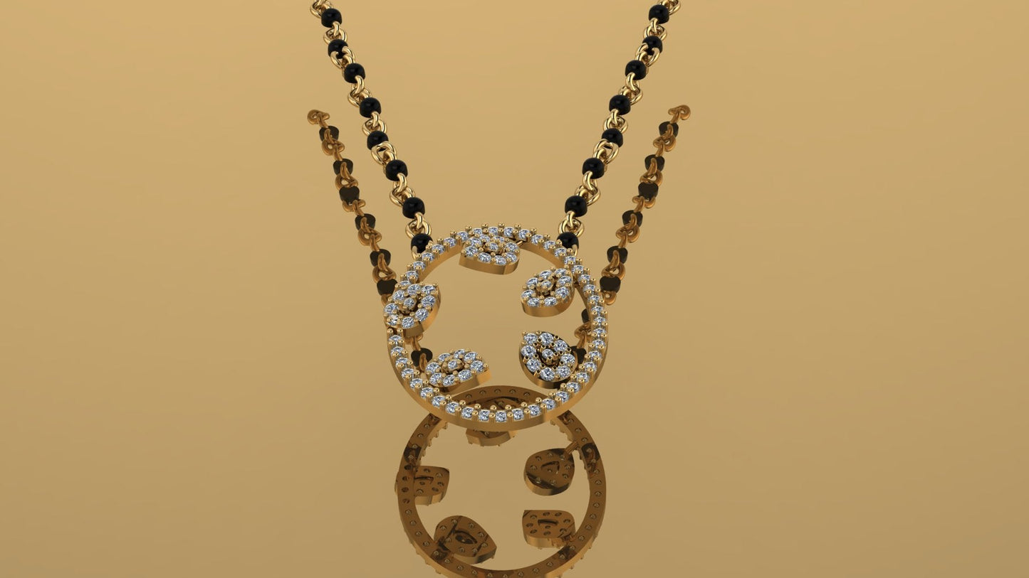 Anant – Sterling Silver Pendant with Zircon & Black Beads | Lluna Collection