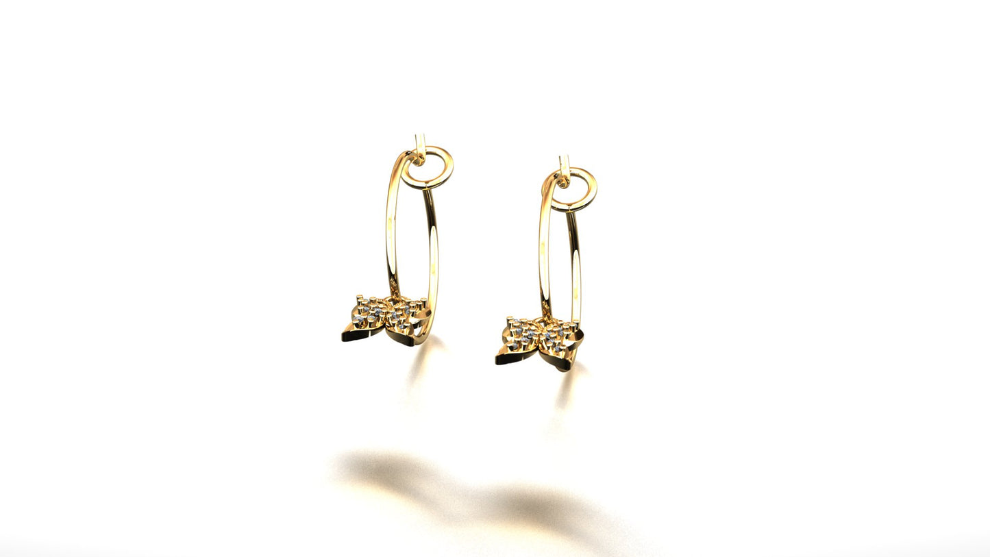 Butterfly – Gold Plated Sterling Silver Loop Earrings with Zircon | Adorn Collection