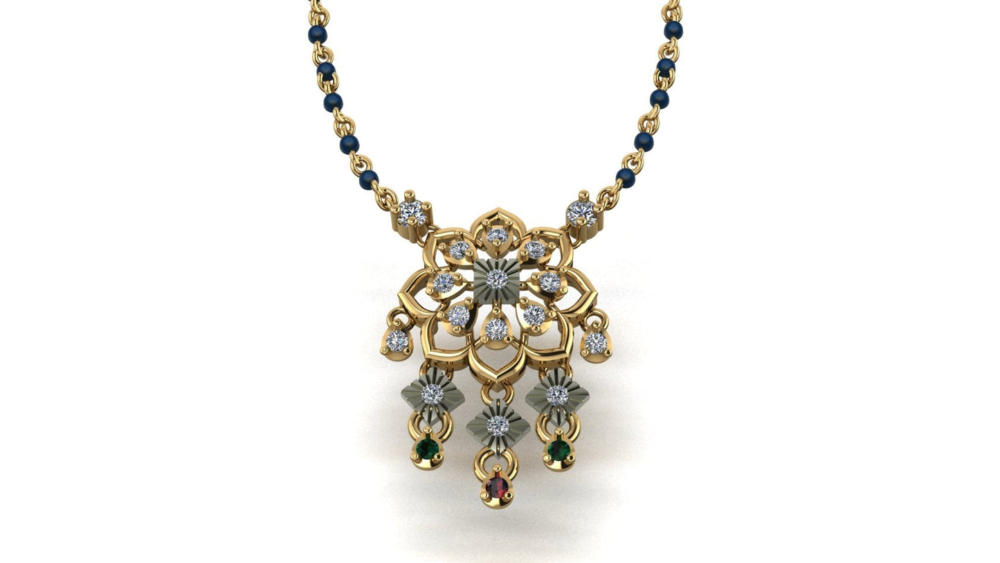 Amara – Sterling Silver Pendant with Zircon & Black Beads | Lluna Collection