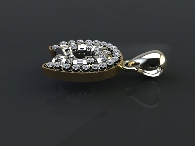Horse Shoe – Gold Plated Sterling Silver Ring with Zircon Baguette & Rounds | US Collection