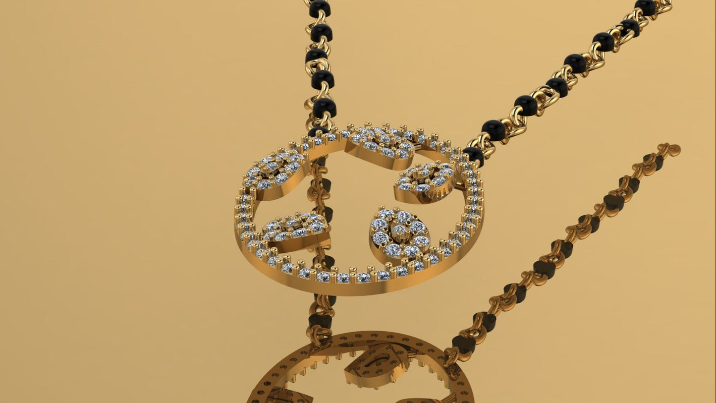 Anant – Sterling Silver Pendant with Zircon & Black Beads | Lluna Collection