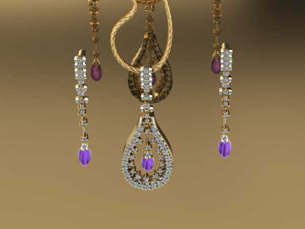 Royal Cascade – Sterling Silver Pendant with White & Blue Zircon Drops | SanArian Collection