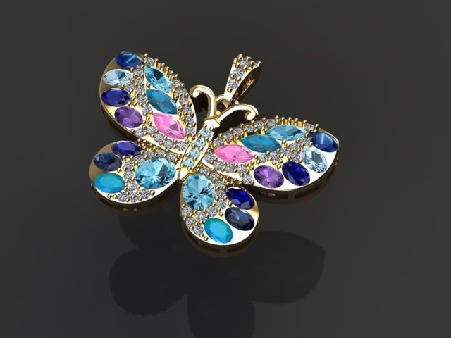 JewelWing – Gold Plated Sterling Silver Pendant with Multicolored Zircons | Hues Collection