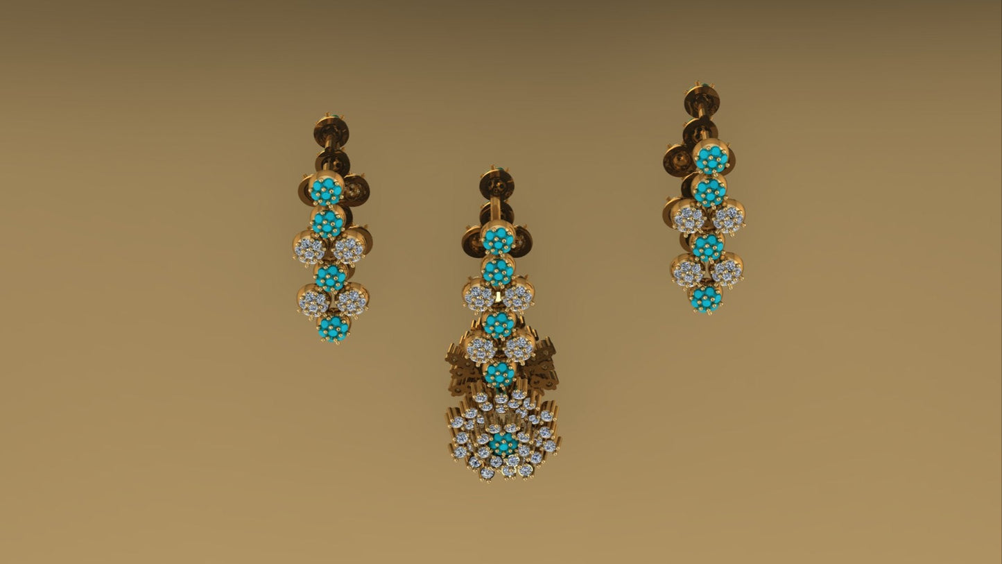 Mirari Petal – Gold Plated Sterling Silver Pendant & Earring Set with Zircon | Mirari Collection